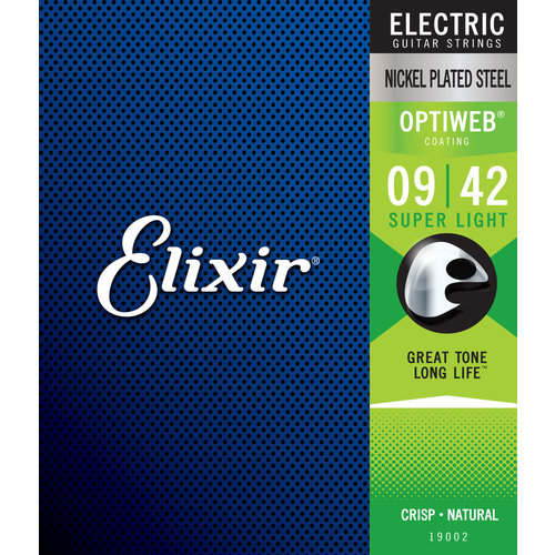 Elixir Elixir 19002 Nickel Plated Steel With Optiweb Coating Electric Strings Super Light 9-42