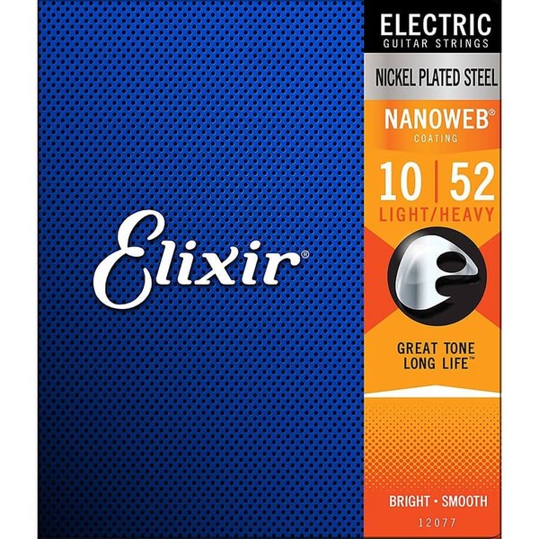 Elixir Elixir 12077 Nickel Plated Steel Electric Strings With Nanoweb Coating Light/Heavy  10-52