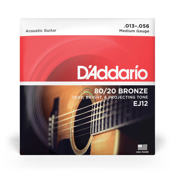 D'Addario D’Addario EJ12 80/20 Bronze Acoustic Guitar Strings Medium 13 - 56