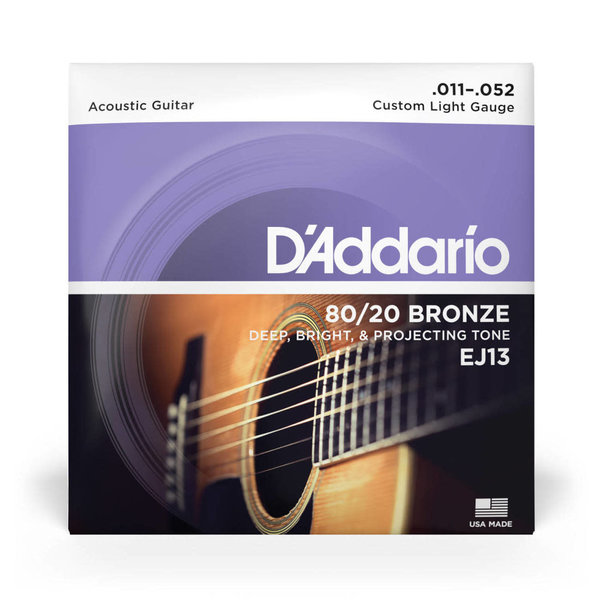 D'Addario D’Addario EJ13 80/20 Bronze Acoustic Guitar Strings Custom 11 - 52