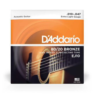 D'Addario D’Addario 80/20 Bronze Acoustic Guitar Strings Extra Light 10 - 47