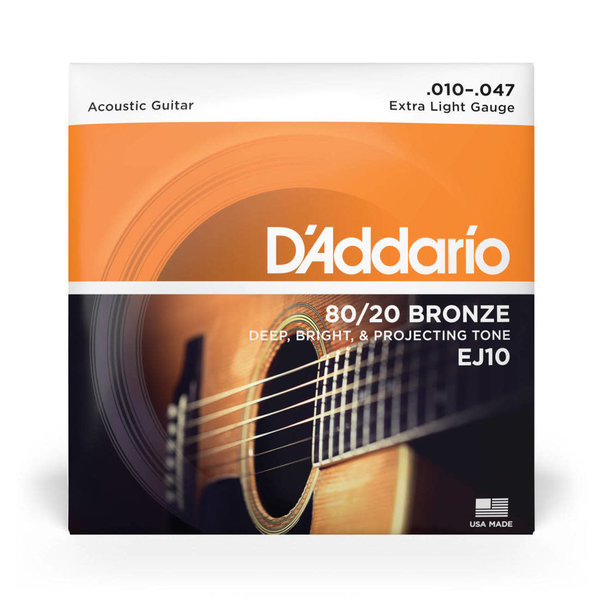 D'Addario D’Addario EJ10 80/20 Bronze Acoustic Guitar Strings Extra Light 10 - 47