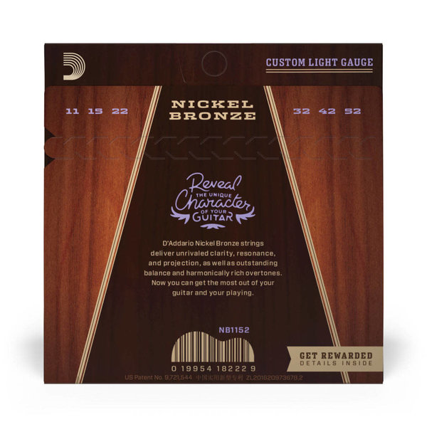 D'Addario D’Addario NB1152 Nickel Bronze Acoustic Strings Custom Light 11-52