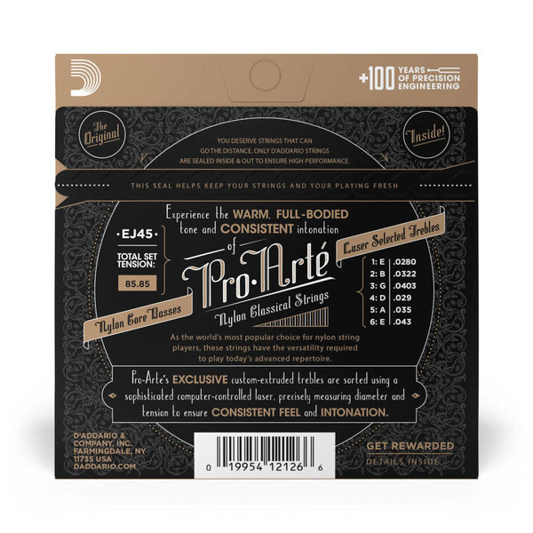 D'Addario D’Addario EJ45 Pro Arte Silverplated Classical Strings Normal Tension