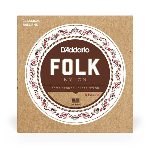 D'Addario D’Addario EJ33 80/20 Bronze Folk Nylon Clear Classical Strings