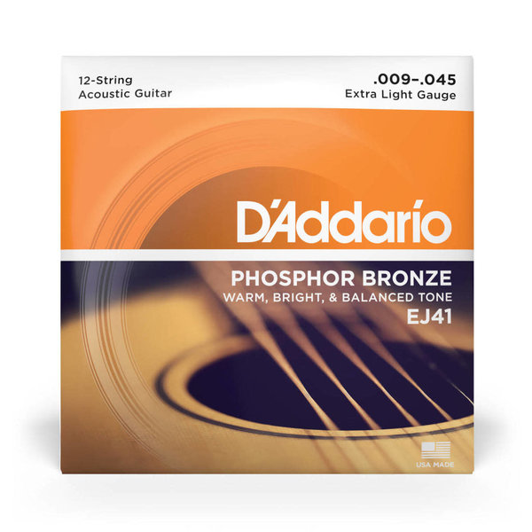 D'Addario D'Addario EJ41 Phosphor Bronze Acoustic 12-String Strings Extra Light 9-45