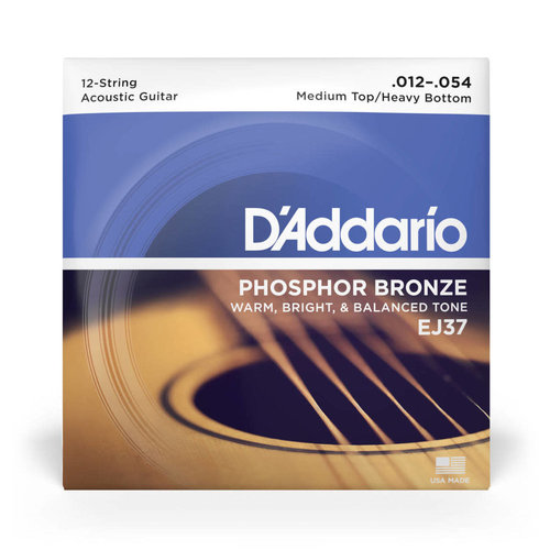 D'Addario D'Addario EJ37 Phosphor Bronze Acoustic 12-String Strings Medium/Heavy 12-54