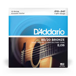 D'Addario D'Addario EJ36 80/20 Bronze Acoustic 12-String Strings Light 10-47
