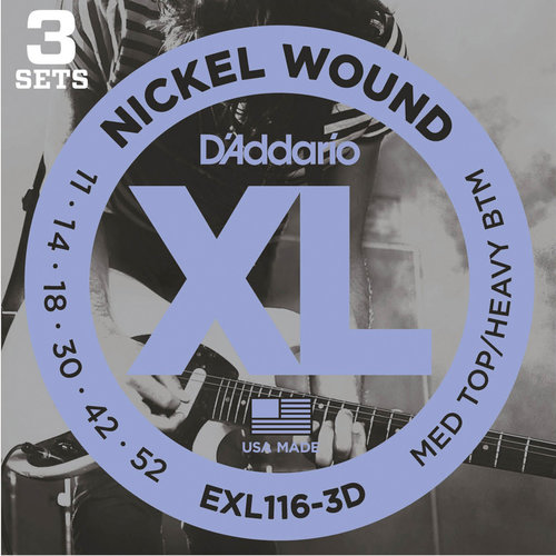 D'Addario D'Addario EXL116 Nickel Wound Electric Strings 11-52 (3 pack)