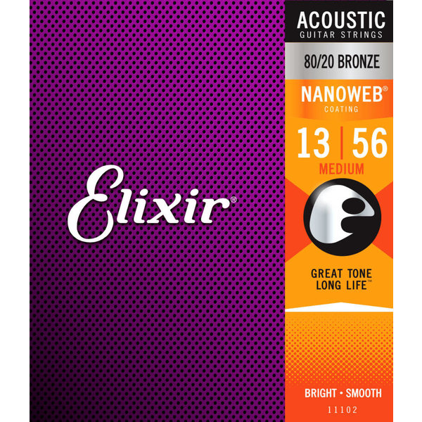 Elixir Elixir 11102 80/20 Bronze Acoustic Strings Nanoweb 13-56