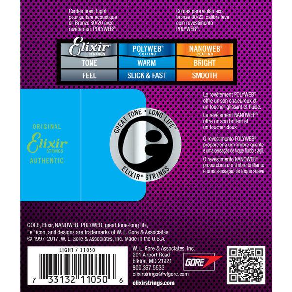 Elixir Elixir 11050 80/20 Bronze Acoustic Strings Polyweb 12-53