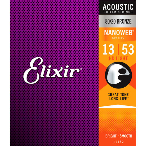 Elixir Elixir 11182 80/20 Bronze Acoustic Strings Nanoweb 13-53