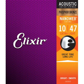 Elixir Elixir 16002 Phosphor Bronze Acoustic Strings Nanoweb 10-47