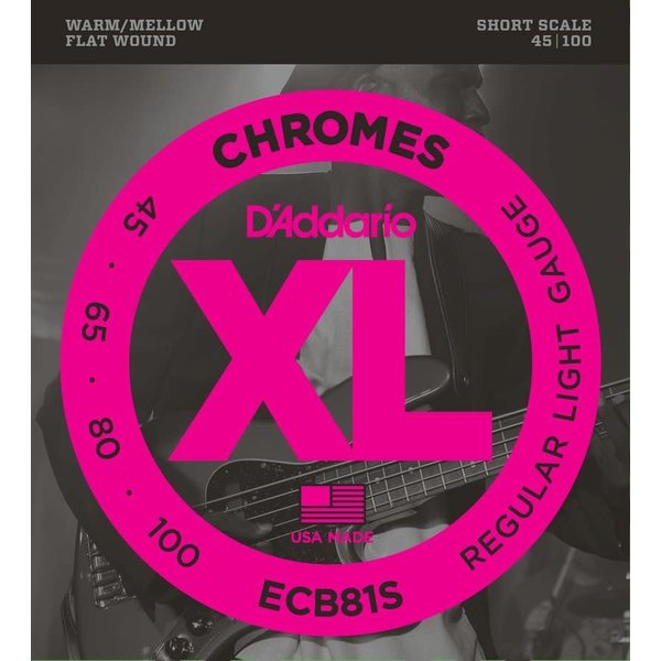 D'Addario D'Addario ECB81S Chromes Bass Guitar Strings Flatwound Short Scale