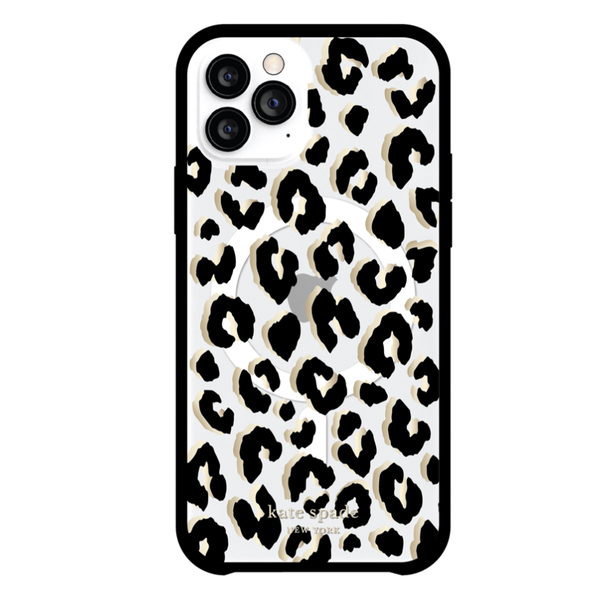 Kate Spade Kate Spade Protective Hardshell Case with MagSafe City Leopard Black Gold Foil for iPhone 14 Pro Max