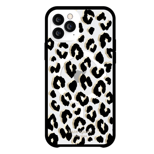 Kate Spade *CL Kate Spade Protective Hardshell Case with MagSafe City Leopard Black Gold Foil for iPhone 14/13