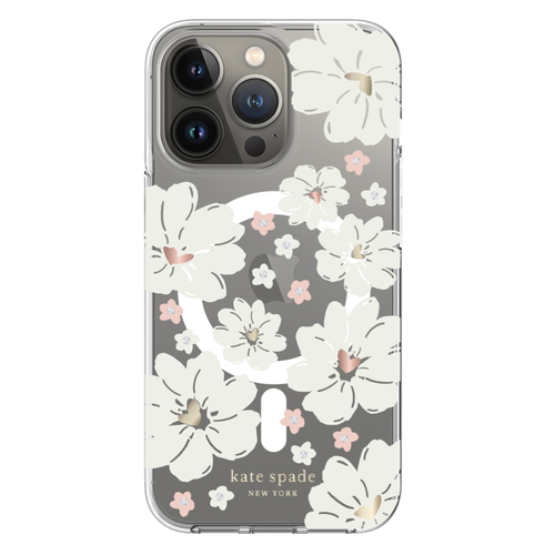 Kate Spade Kate Spade Protective Hardshell Case with MagSafe Classic Peony Rose Gold Foil for iPhone 14 Pro