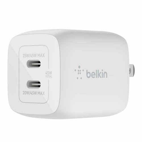 Belkin Belkin Wall Charger BOOSTCHARGE Dual USB-C GaN 45W White
