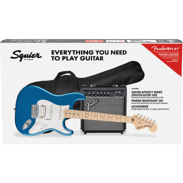 Fender Fender Squier Affinity Series™ Stratocaster® HSS Pack Lake Placid Blue w/Gig Bag, 15G Frontman