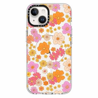 Casetify Impact Clear Case with MagSafe Retro Boho Hippie Flowers for iPhone 14