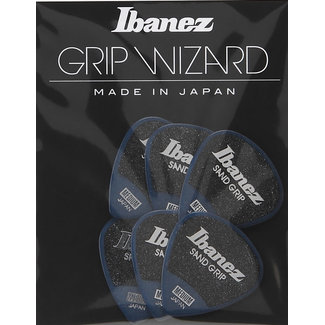 Ibanez Ibanez PPA16MSGDB Grip Wizard Sand Grip Medium Guitar Picks Deep Blue (6-Pack)
