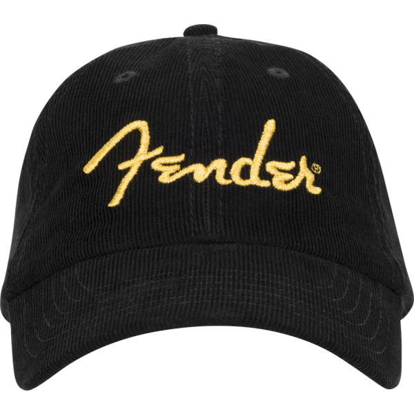 Fender Fender® Gold Spaghetti Logo Corduroy Baseball Hat Black One Size