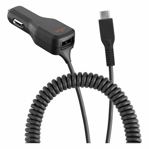 Ventev Ventev Car Charger USB-C 4A with Extra USB Cable Black