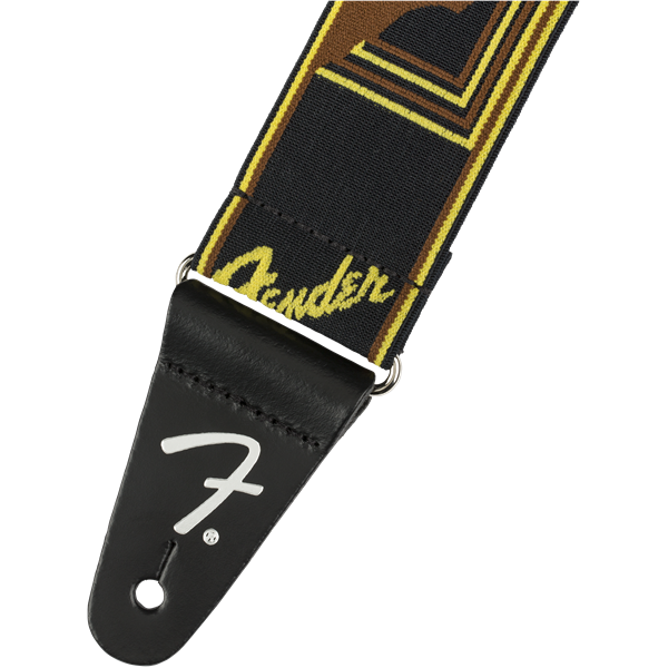Fender Fender WeighLess™ Monogram Strap Black/Yellow/Brown 2"
