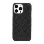 Coach Leather Slim Wrap Signature C Case Black Emboss  iPhone 15 Pro Max