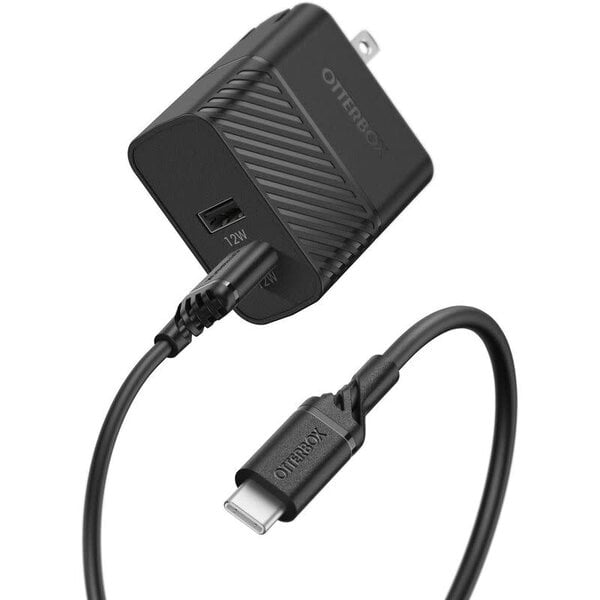 Otterbox OtterBox 24W Dual USB-A Wall Charger Kit w/ USB-A to USB-C Black 1m