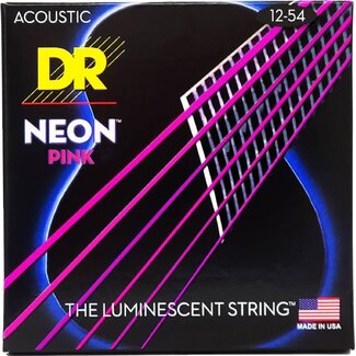 Dr. Strings DR Handmade Strings Neon Pink Coated Acoustic Guitar Strings Light (12-54)