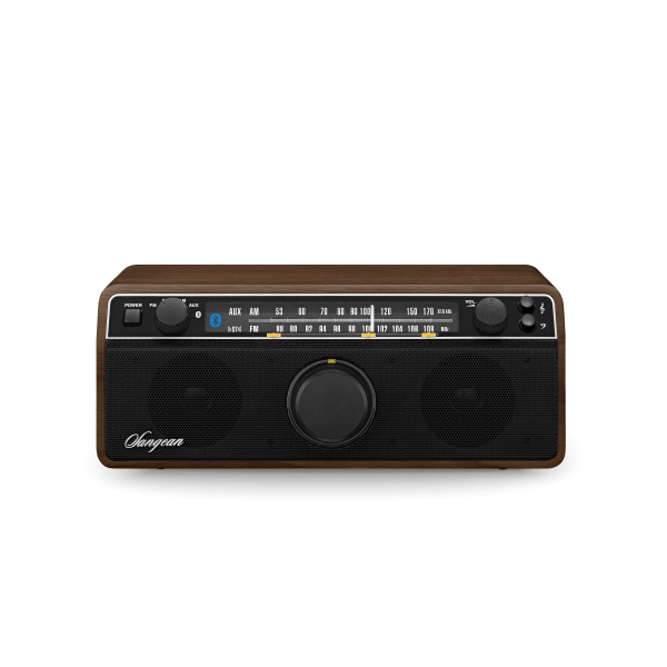 Sangean WR-12BT AM/FM/Bluetooth/AUX Analog Wooden Cabinet Receiver Dark Walnut