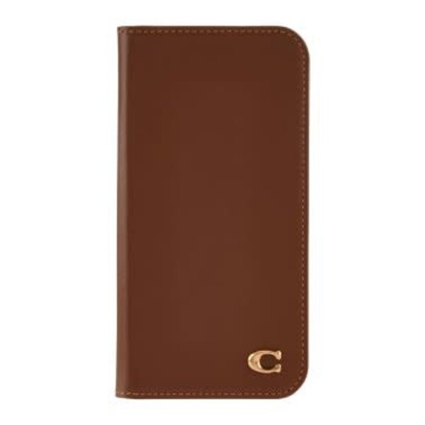 iPhone 16 Coach Leather Folio Case Hazelnut