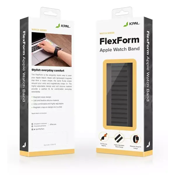 *JCPal Silicone Magnetic Watch Band Apple Watch 42/44/45mm Black