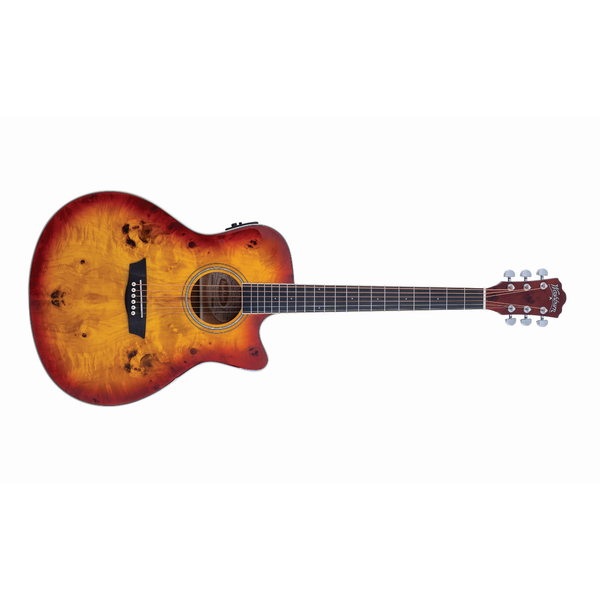 Washburn Washburn Deep Forest Burl Grand Auditorium Acoustic-Electric Guitar, Amber Fade
