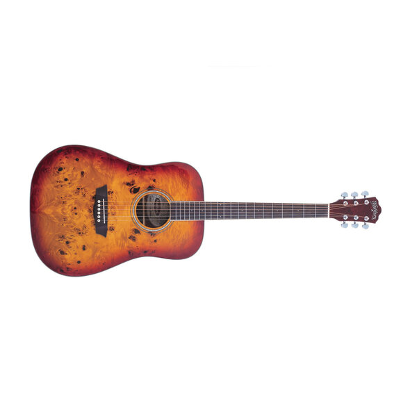 Washburn Washburn Deep Forest Burl Dreadnought Acoustic Guitar, Amber Fade