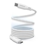 Naztech 6 ft (180cm) ReCoil USB-C to USB-C Magnetic Braided Cable White