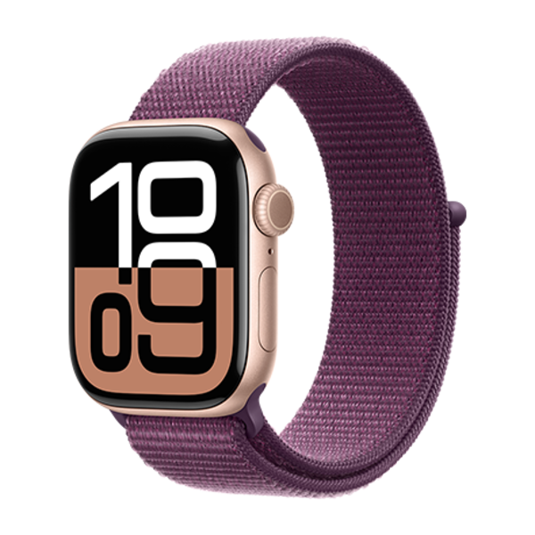 Apple Apple Watch 10 42mm Aluminium Rose Gold case with Plum Sport Loop Band