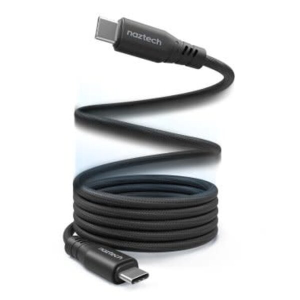 Naztech 6 ft (180cm) ReCoil USB-C to USB-C Magnetic Braided Cable Black