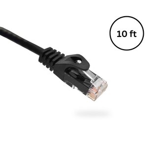 CAT6 10ft Bare Copper Patch Cable with Boot and Protector Black