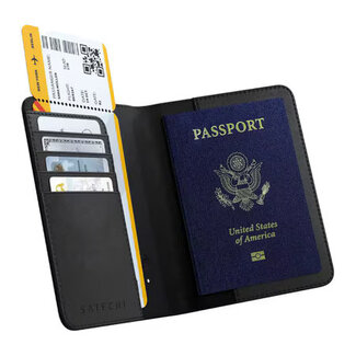 Satechi Satechi Vegan-Leather Passport Cover with Find My Black