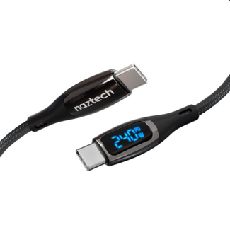 Naztech 6 ft DigiWATT 240W USB-C to USB-C Digital Fast Charge Cable with LED Power Display