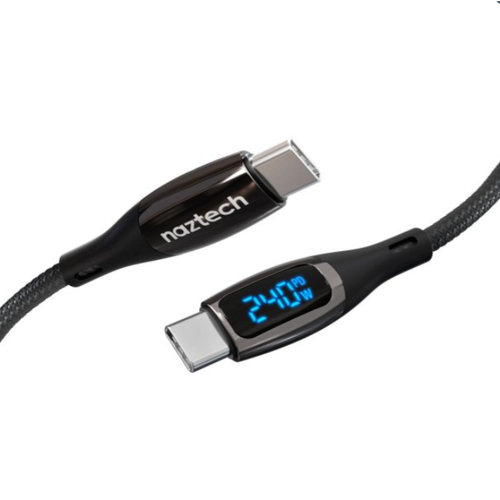 Naztech 6 ft DigiWATT 240W USB-C to USB-C Digital Fast Charge Cable with LED Power Display
