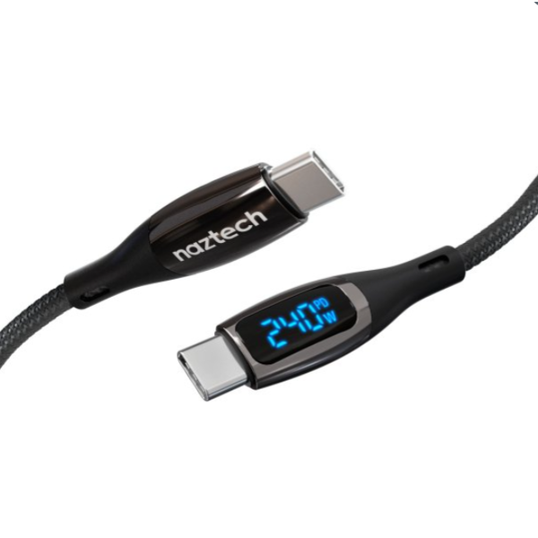 Naztech 6 ft DigiWATT 240W USB-C to USB-C Digital Fast Charge Cable with LED Power Display