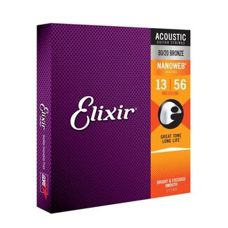Elixir Elixir Medium Acoustic 80/20 Bronze With Nanoweb Coating .013 - .056