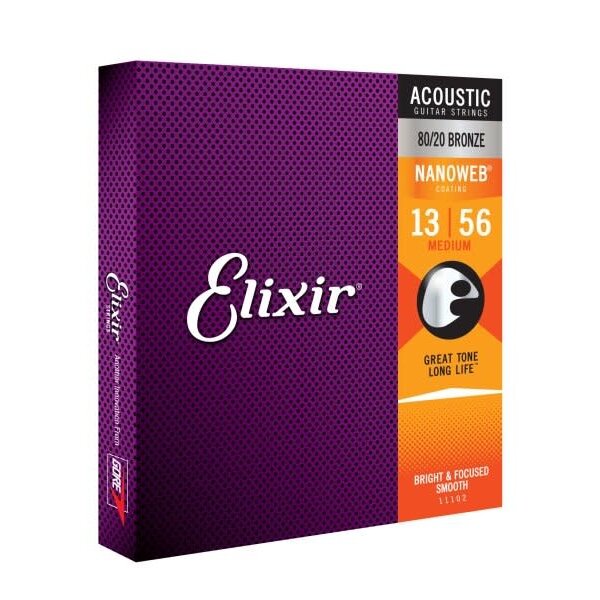 Elixir Elixir Medium Acoustic 80/20 Bronze With Nanoweb Coating .013 - .056