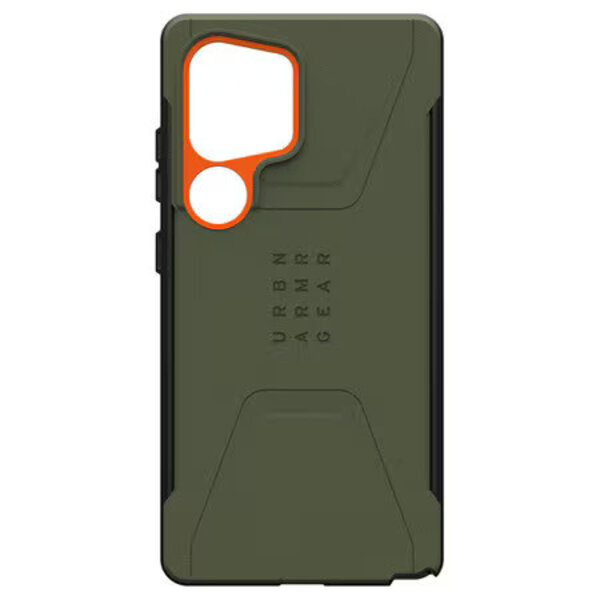 Urban Armor Gear UAG Civilian Pro Rugged Case w/Magnet Olive Drab/Orange for Samsung Galaxy S25 Ultra