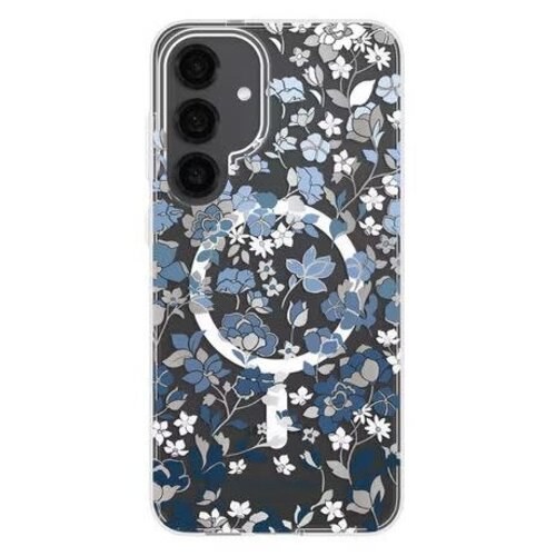 Kate Spade Kate Spade Protective Case Compatible w/MagSafe Flowerbed Blue with Gems for Samsung Galaxy S25+