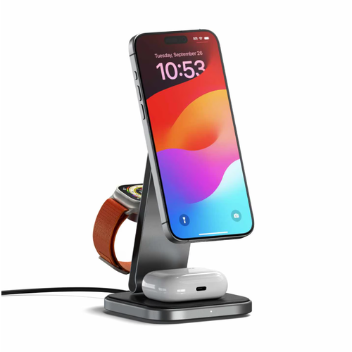 Satechi Satechi 3-In-1 Foldable Qi2 Wireless Charging Stand Space Grey