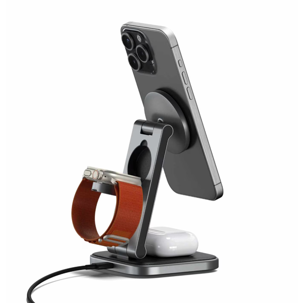 Satechi Satechi 3-In-1 Foldable Qi2 Wireless Charging Stand Space Grey
